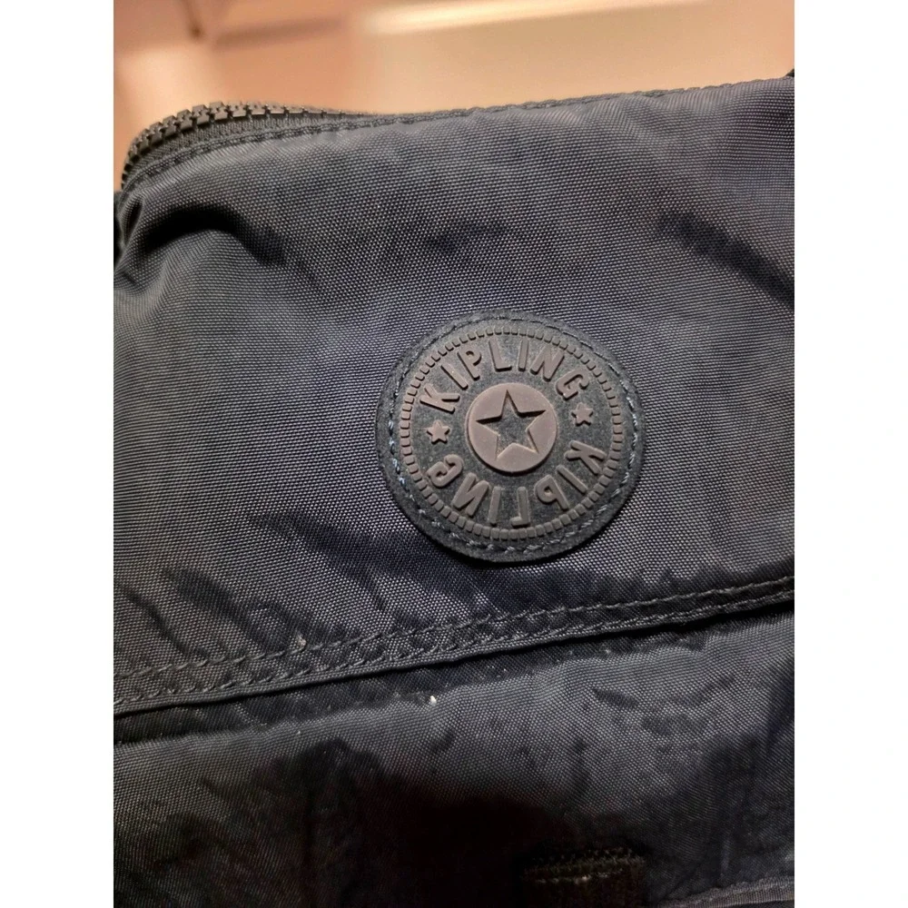 Kipling Defea Navy Blue Crinkle Nylon Handbag Satchel Monkey Keychain Messenger